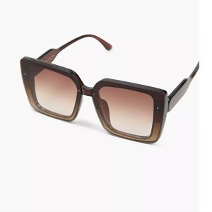 Stylish Brown & Goldtone Glitter Ombre Square Sunglasses